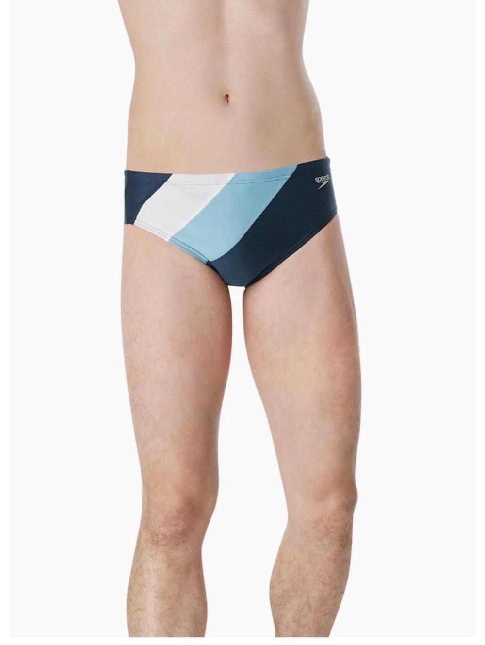 New Men's Speedo Colorblock One Brief Navy Swimsuit Swimming Briefs Size 28